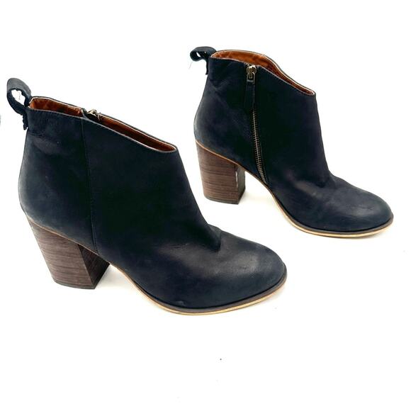 BP -  women's leather booties LANCE ankle side zip leather block heel size US 11 - Picture 2 of 10